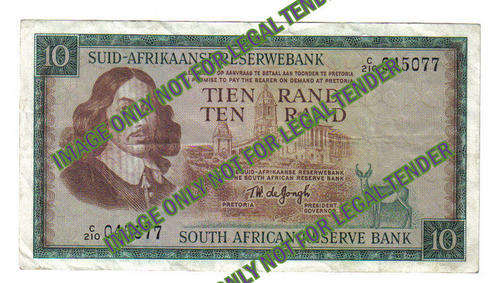 1st ISSUE TW DE JONGH TEN RAND NOTE