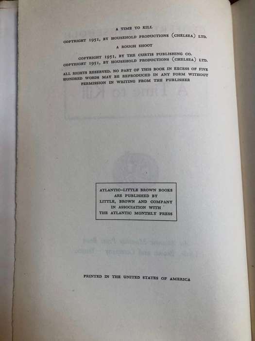 A Time to Kill by Geoffrey Household - 1951 Hardcover with dust jacket