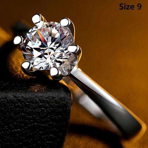 Women 925 Sterling Silver Jewelry Filled Wedding Engagement Crystal Ring UP Sz-7