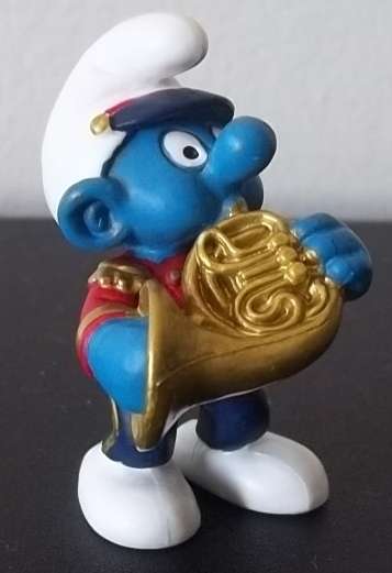 Original Vintage FRENCH HORN SMURF !!! RARE MARCHING BAND SERIES !! EXCELLENT CONDITION !! Smurfs!