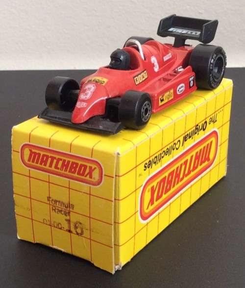 MATCHBOX FORMULA RACER #16 ! RARE RED + BLACK FIAT VARIANT ! 1983 MACAU !! + Original Box!