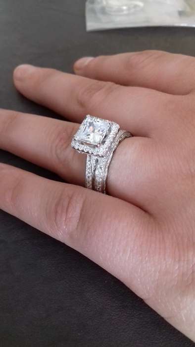 **SOLID STERLING SILVER!" 1.3 Carat Cr Diamond Stunning Vintage Style Designer Wedding Ring Set 4-11
