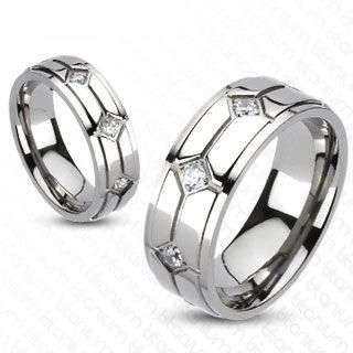 **NO RESERVE!**SAVE R1200!**SOLID TITANIUM MULTI DIAGONAL GROOVED BRILLIANT CUT CZ ETERNITY RING