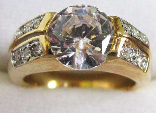 STUNNING CHANNEL DIAMOND RING!!! - CZ DIAMONDS SET IN 18K YELLOW  GOLD GP size 4