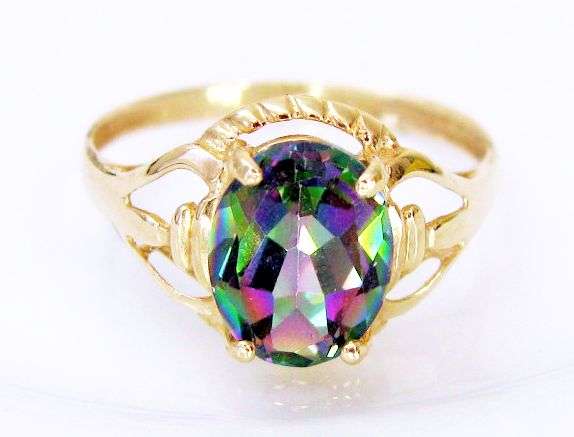 SOLID GOLD!!! 1.66CT MYSTIC TOPAZ SET IN 10K SOLID GOLD