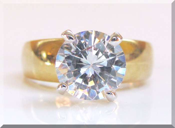 1.00CTW SLEEK SOLITAIRE BRILLIANT DIAMOND CUT ENGAGEMENT RING size 4 SET IN 18K  GOLD GP