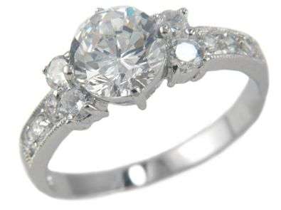 2.11CTW EXCLUSIVE BRILLIANT DIAMOND CUT ENGAGEMENT RING CLAD IN 18K WHITE GOLD SIZE 6