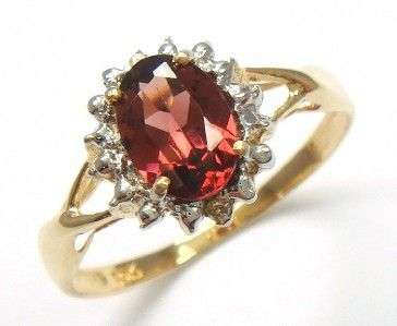 ELEGANT PRINCESS STLYE! STUNNING GARNET AND DIAMONDS IN 10K SOLID GOLD size 7