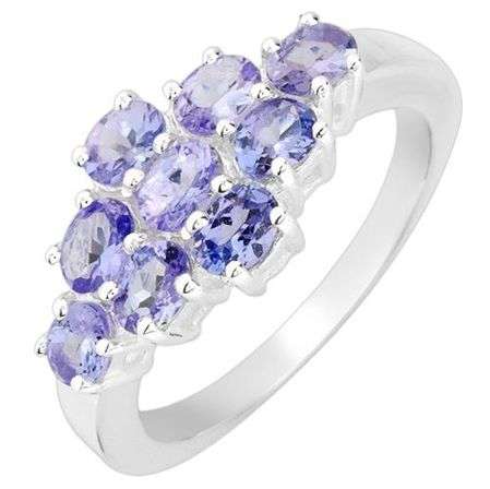 **INTERNATIONAL SHIPPING!**1.65CTW STUNNING TANZANITE & DIAMOND SOLID STERLING SILVER RING SZ 8