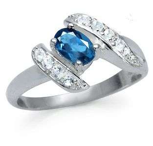 SNAP FRIDAY ***Natural London Blue & White Topaz 925 Sterling Silver Ring***