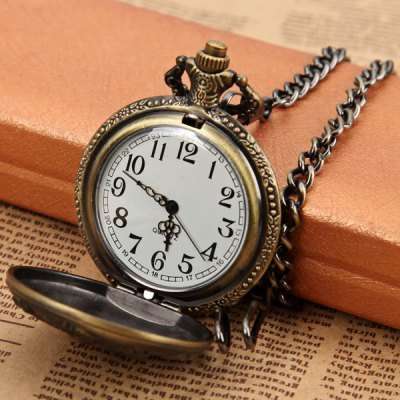 Old Train Pattern Quartz Pocket Watch - COPPER