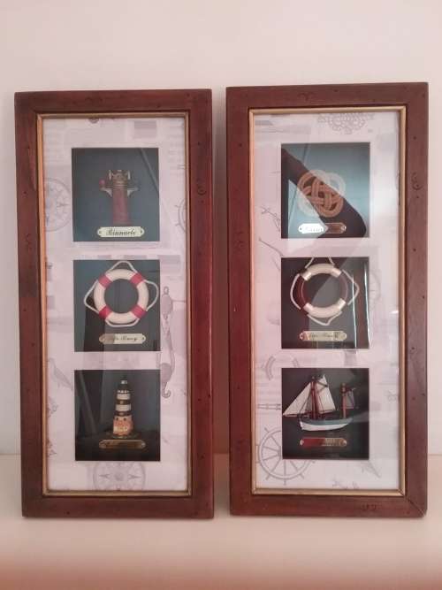 Nautical Framed Ornaments with Brass Labels