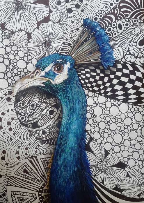 Framed Peacock Painting by Cherie Roe Dirksen