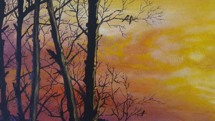 Beautiful ORIGINAL Art Acrylic SUNSET LAKE LANDSCAPE Painting by SA Artist, Cherie Roe Dirksen