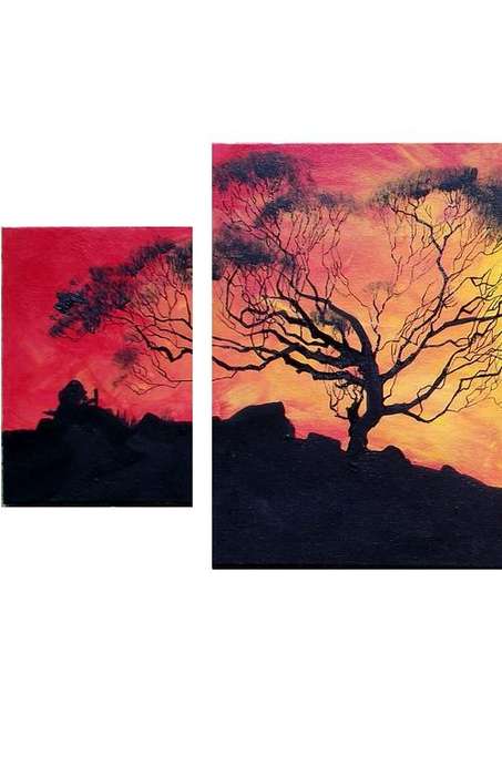 lions wildlife acrylic painting 5 panel by south african artist, cherie roe dirksen