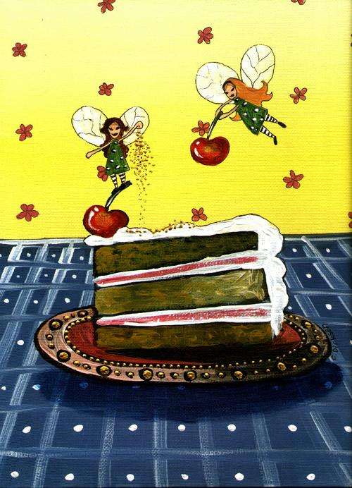 CAKE FAIRIES   ---  ORIGINAL Acrylic Painting  --  SA Artist