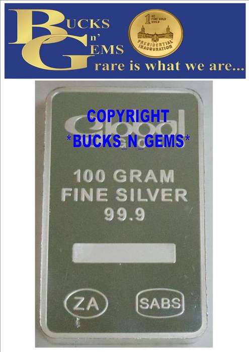 BUCKSNGEMS 100 GRAMS SILVER BAR --- 100 GRAMS - PRINTED MINTED BARS