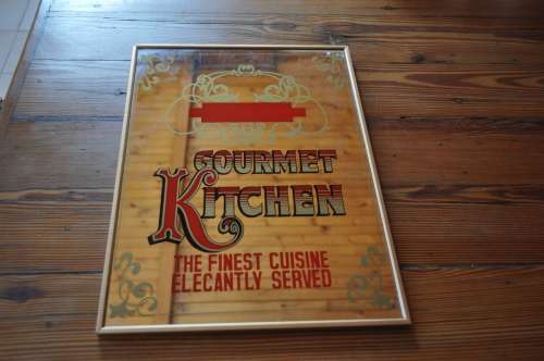 Vintage Screen Print Kitchen Mirror Gourmet Kitchen