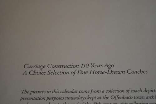 Vintage 1993 Horse-Drawn Coaches Calendar