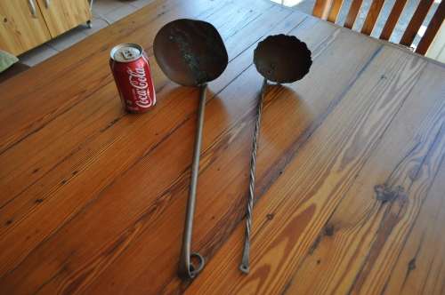 Two Vintage Copper Brass Metal Spoons