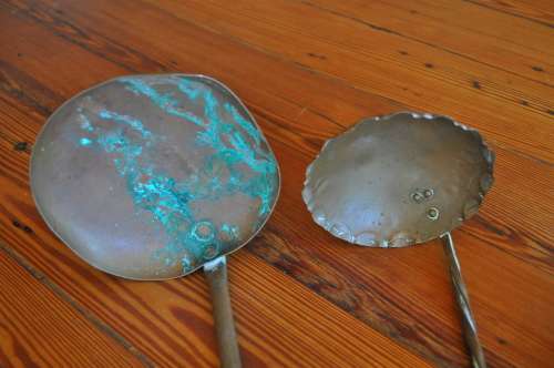 Two Vintage Copper Brass Metal Spoons