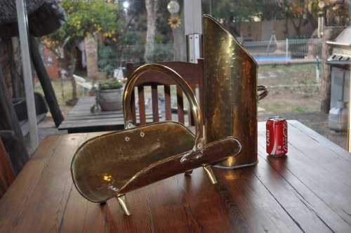 Vintage Brass Wood Holder Carrier And Coal Scuttle