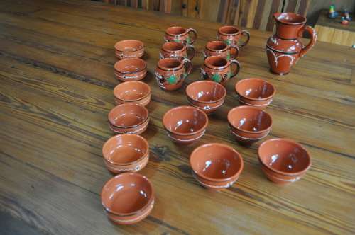 Terracotta Tapas Small Dishes Cups And Jug Portugal
