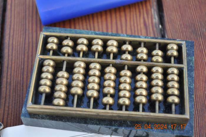 Vintage Chinese Mini Brass Abacus Calculator