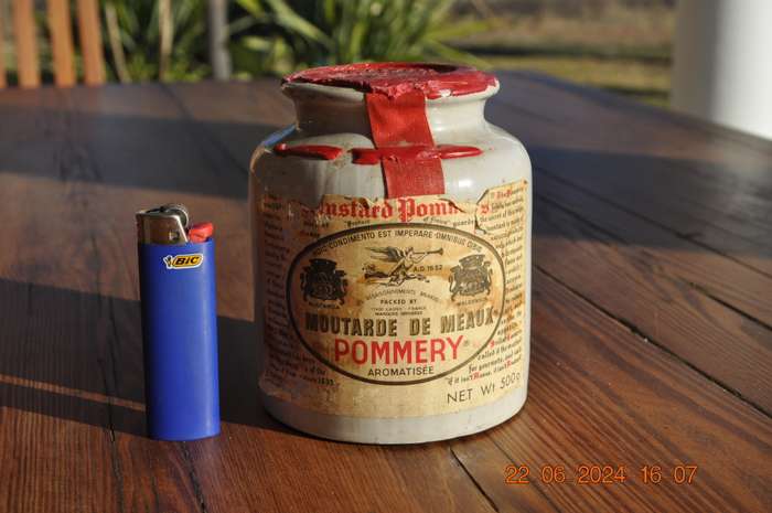 Vintage French Stoneware Pommery Mustard Jar