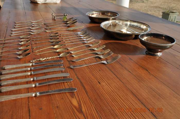 Silver Plated Knifes Forks Bowls