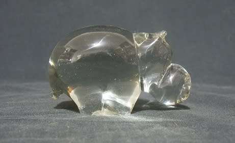 Glass Hippo Paperweight