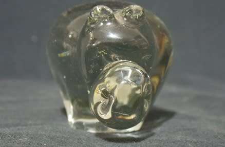 Glass Hippo Paperweight