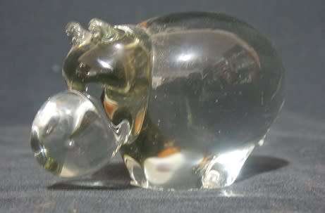 Glass Hippo Paperweight