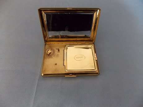 Brass Vanity Case with Japanese Decoration `Clover `