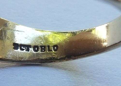 A rare 1970`s South African 9ct gold Onyx and diamond ring by OBLO - See stamps in pics