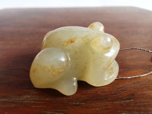Chinese Ming Dynasty White Jade Little Frog Original Carving