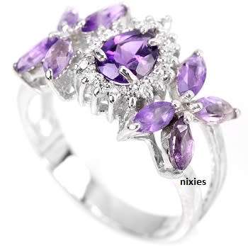AWESOME REAL AMETHYST SOLID 925 STERLING RING - SIZE 8(Q)