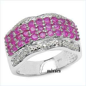 DAZZLING 1.73CTW RUBY 925 STERLING SILVER RING - SIZE 7(O)