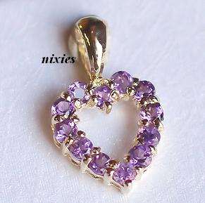 ADORABLE REAL AMETHYST HEART IN SOLID 9K YELLOW GOLD