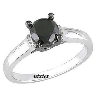 GENUINE 2.22 BLACK DIAMOND SOLITAIRE RING - SIZE 7(O)