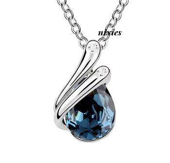 DRAMATIC LONDON BLUE TOPAZ SWAROVSKI  NECKLACE