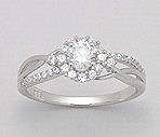DAZZLING TOP SIMULATED DIAMOND ENGAGEMENT RING  - SIZE 8(Q)