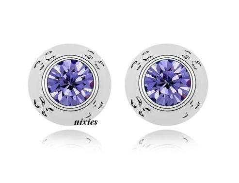 ATTRACTIVE RICH AMETHYST SWAROVSKI EARRING STUDS