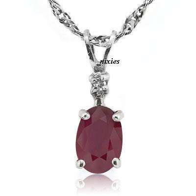 NATURAL DIAMOND & RUBY SOLITAIRE PENDANT SET IN 925 STERLING SILVER