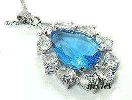 CHUNKY WHITE GOLD AQUA & WHITE SAPPHIRE NECKLACE