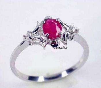 EXQUISITE PURE SILVER GENUINE RUBY RING - SIZE 7(O)