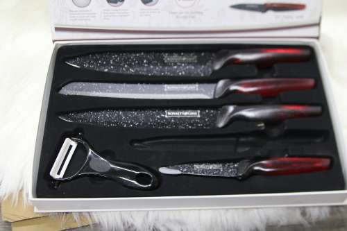 Royalty Line 6-Piece Non-Stick Coating Knife Set - BLACK (Second hand)(NO UTILITY KNIFE)