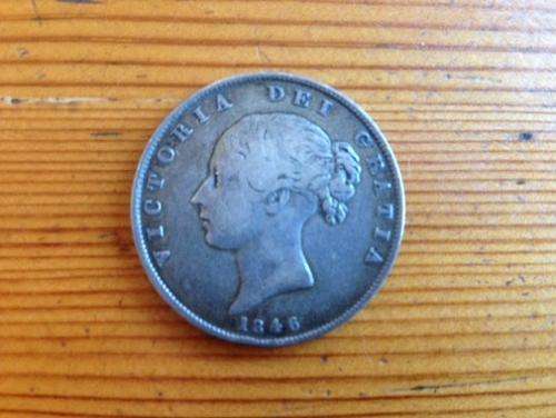 1846 Queen Victoria British Silver "Young Head" Half Crown