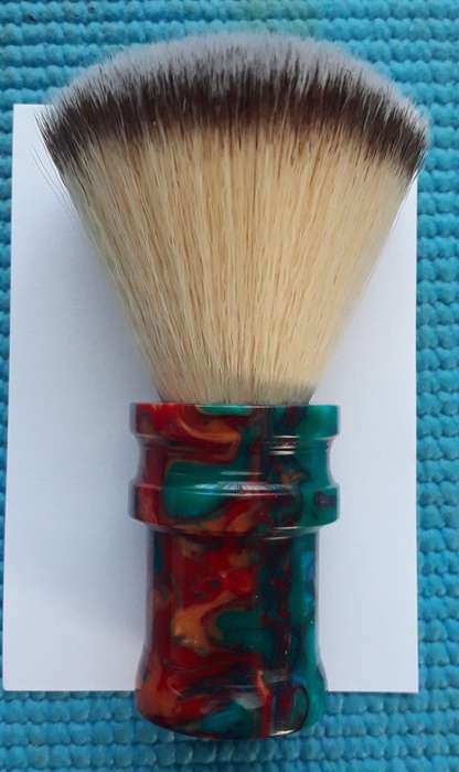 Acrylic Turned Shaving Brush (Tie Dye, 22mm Plisson Synthetic, Fan)
