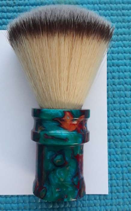 Acrylic Turned Shaving Brush (Tie Dye, 22mm Plisson Synthetic, Fan)